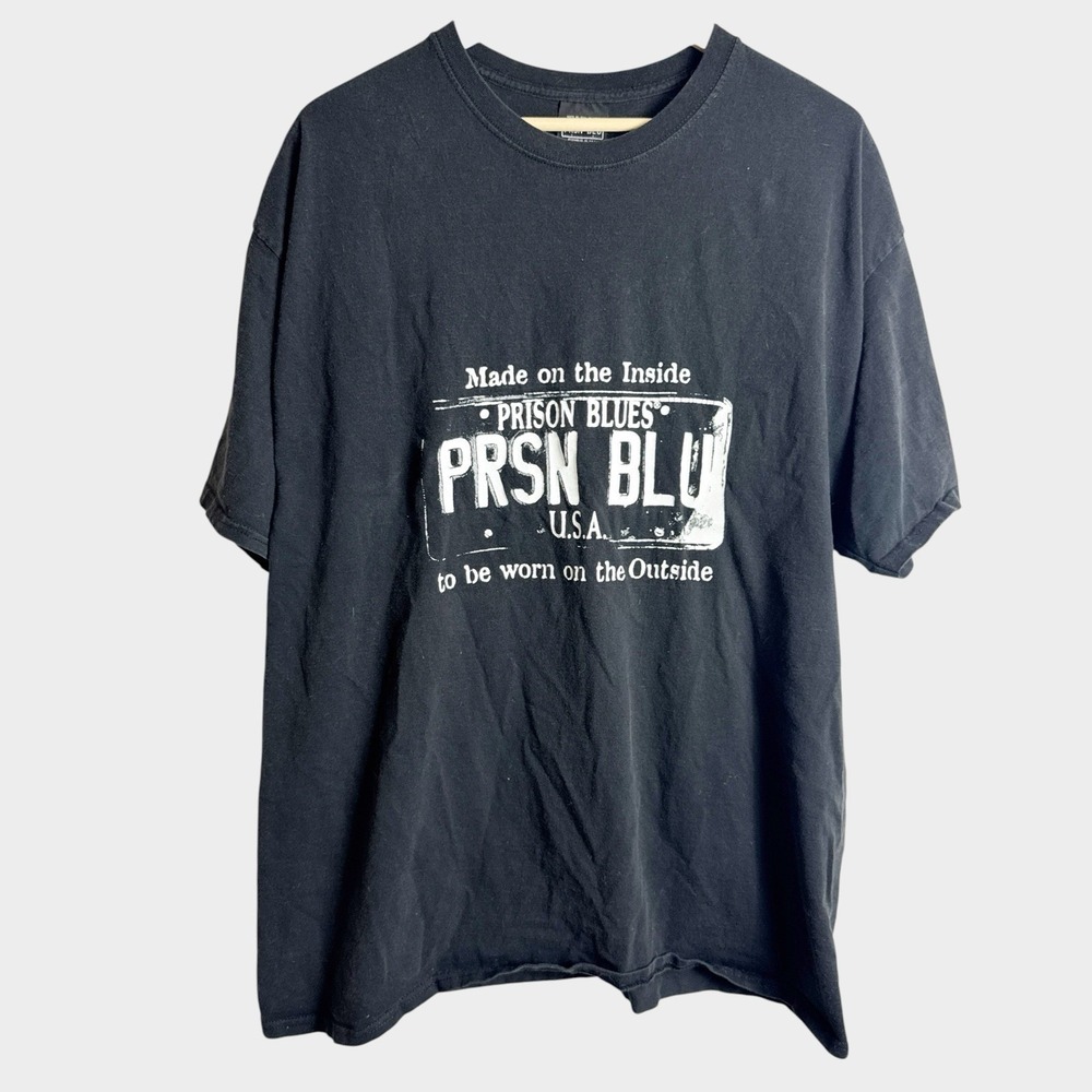 PRSN BLU Prison Blues Made on the Inside to be Worn on Outside Tee T-Shirt 2XL